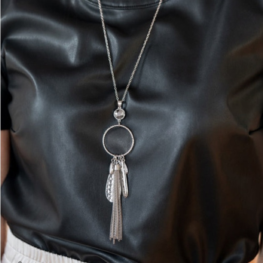 Tastefully Tasseled Silver Necklace